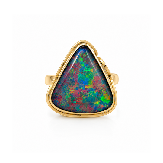 9ct Yellow Gold Triangular Opal Ring 