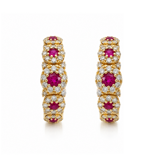 14ct Ruby & Diamond Earrings