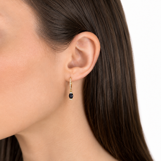 9ct Sapphire & Diamond Drop Earrings