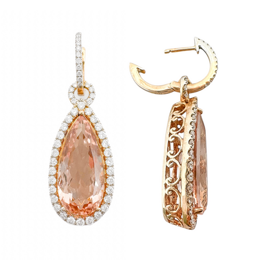 14ct Rose Gold Morganite & Diamond Earrings