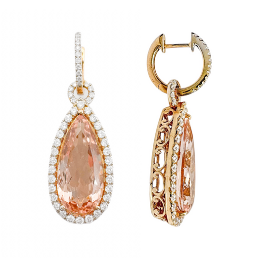 14ct Rose Gold Morganite & Diamond Earrings