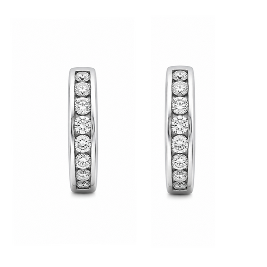 18ct White Gold Huggie Diamond Earrings