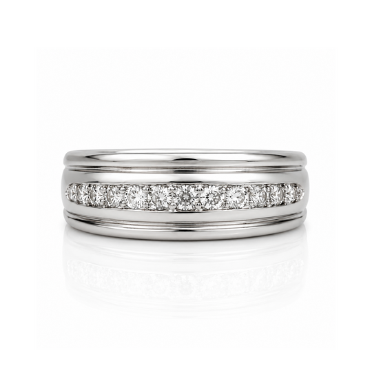 18ct White Gold Diamond Mens Ring 