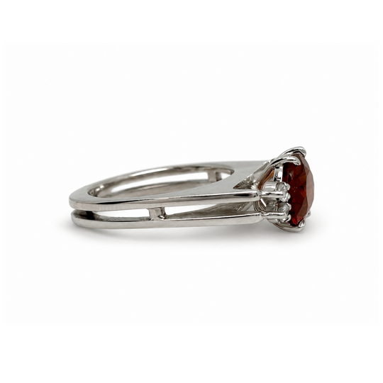 14ct White Gold Citrine & Diamond Ring 