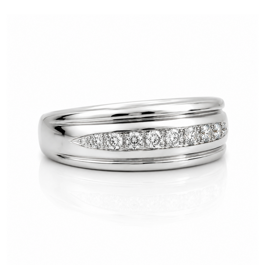 18ct White Gold Diamond Mens Ring 