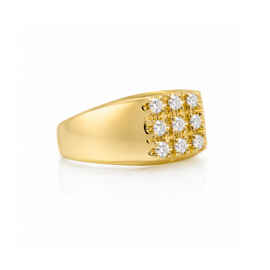 18ct Yellow Gold Diamonds Mens Ring