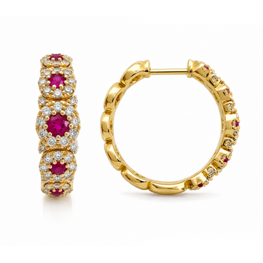 14ct Ruby & Diamond Earrings