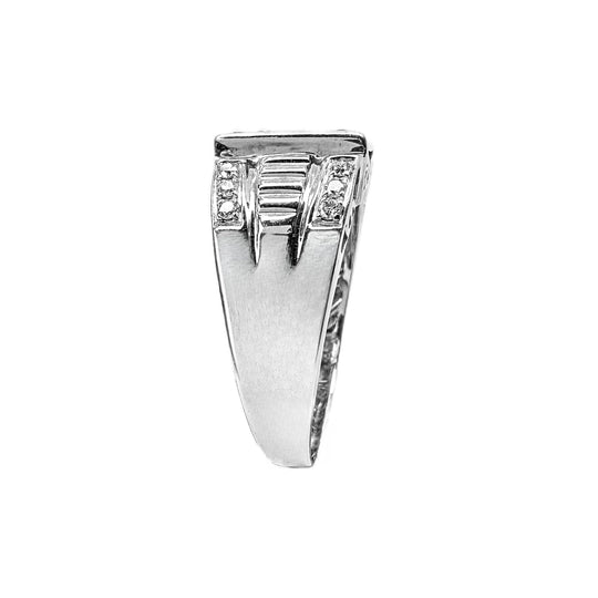 10ct White Gold Diamond Mens Ring