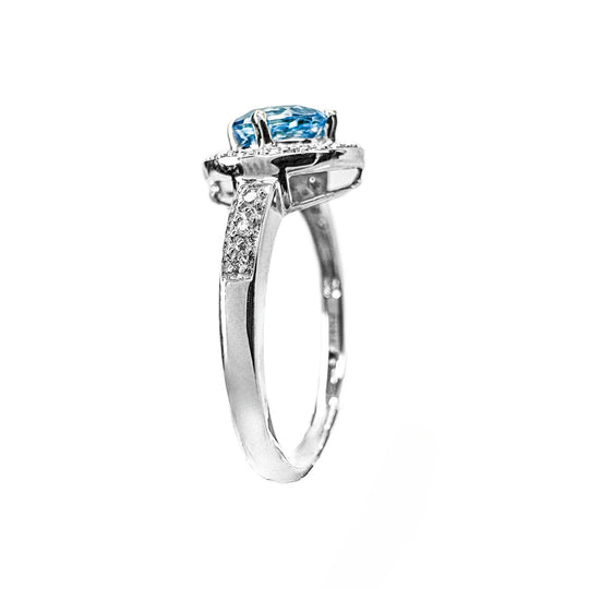 10ct White Gold Topaz & Diamond Ring