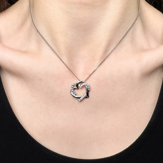 14ct White Gold & Diamond Heart Pendant