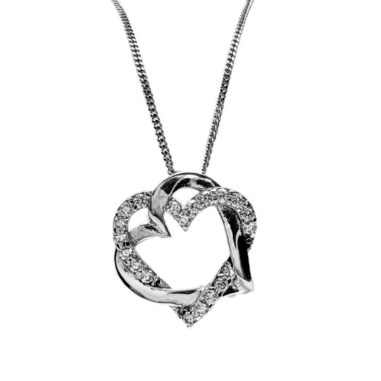 14ct White Gold & Diamond Heart Pendant
