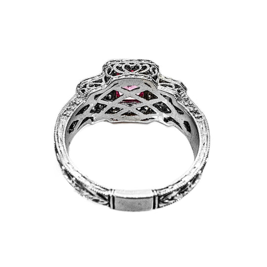 14ct White Gold Pink Sapphire & Diamond Ring