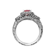 14ct White Gold Pink Sapphire & Diamond Ring