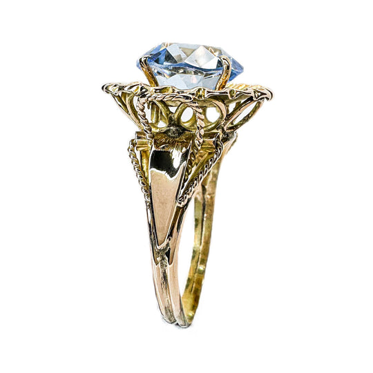 14ct Yellow Gold Simulated Topaz Ring