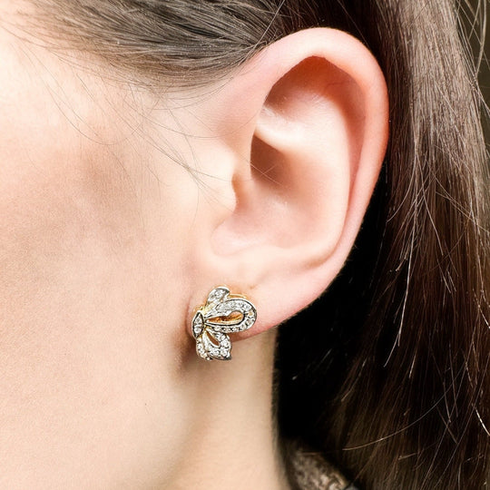 14ct Yellow Gold Diamond Butterfly Earrings