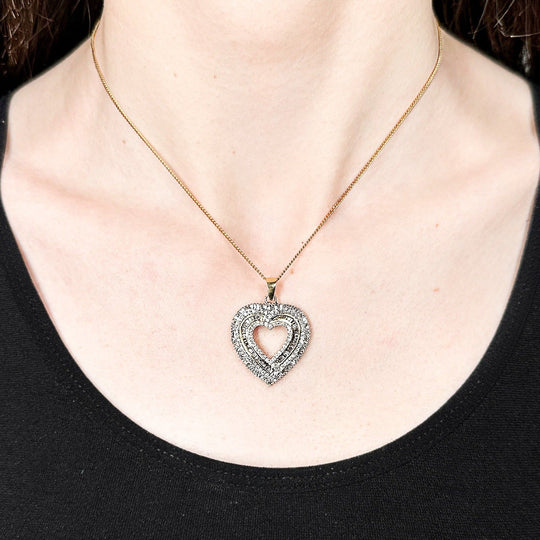 14ct Yellow Gold Diamond Heart Pendant
