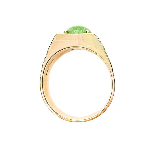 14ct Yellow Gold Jade Mens Ring