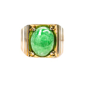 14ct Yellow Gold Jade Mens Ring