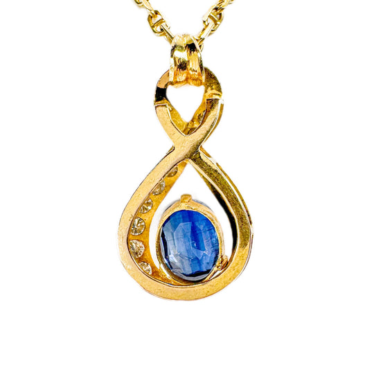 14ct Yellow Gold Sapphire & Diamond Pendant