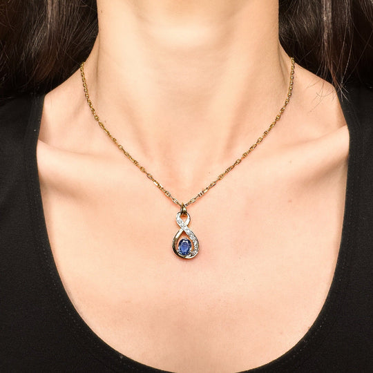 14ct Yellow Gold Sapphire & Diamond Pendant