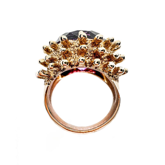 14ct Yellow Gold Sputnik Amethyst Ring