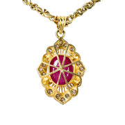 15ct Yellow Gold Ruby & Diamond Pendant