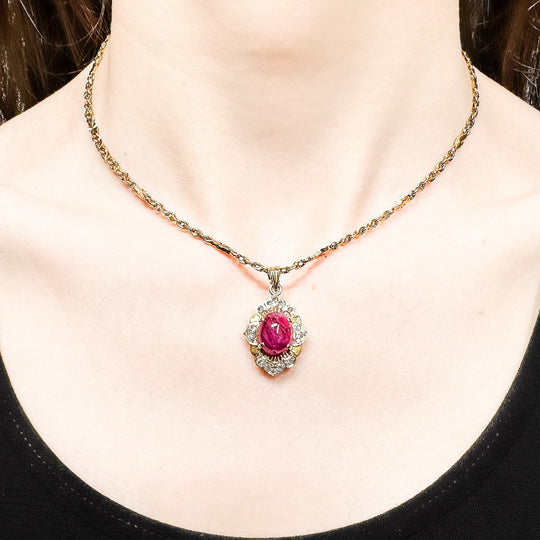 15ct Yellow Gold Ruby & Diamond Pendant