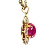 15ct Yellow Gold Ruby & Diamond Pendant