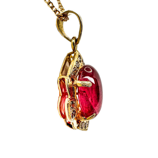Yellow Gold Spinel & Diamond Pendant