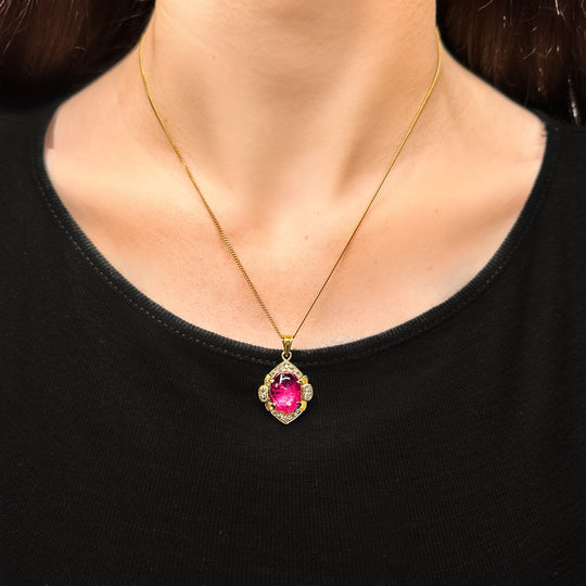 Yellow Gold Spinel & Diamond Pendant