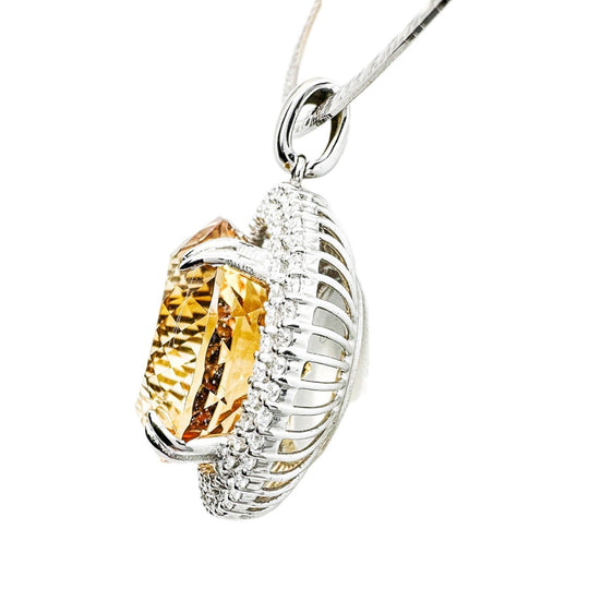 18ct White Gold Citrine & Diamond Pendant