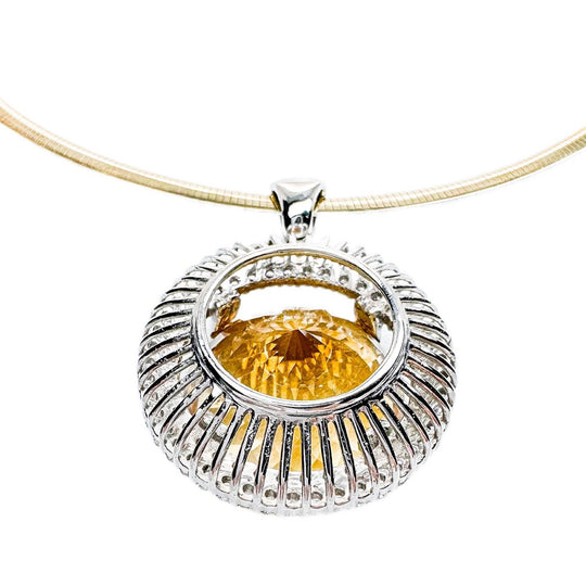 18ct White Gold Citrine & Diamond Pendant