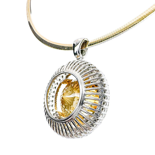 18ct White Gold Citrine & Diamond Pendant