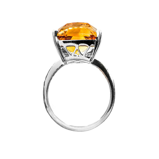 18ct White Gold Citrine Diamond Ring
