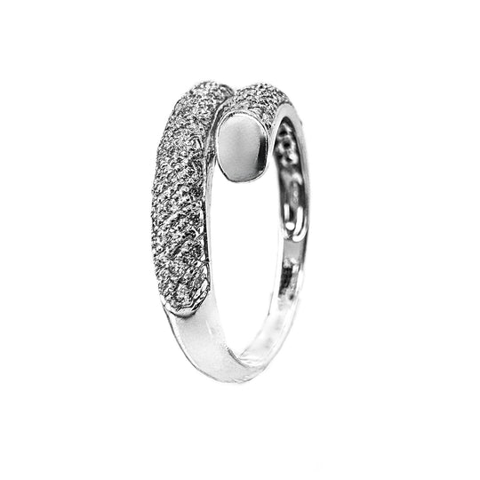 18ct White Gold Diamond Cross Over Ring