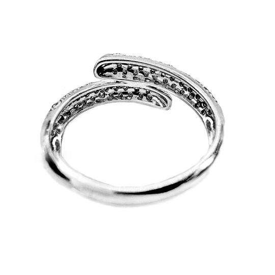 18ct White Gold Diamond Cross Over Ring