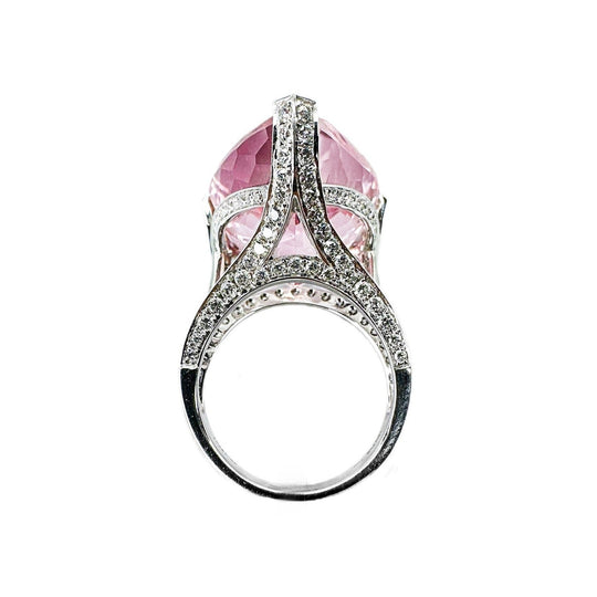 18ct White Gold Kunzite & Diamond Ring 