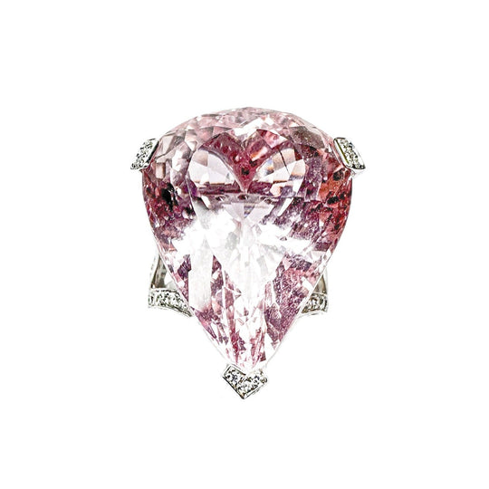 18ct White Gold Kunzite & Diamond Ring 