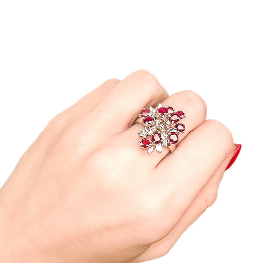 18ct White Gold Ruby & Diamond Ring