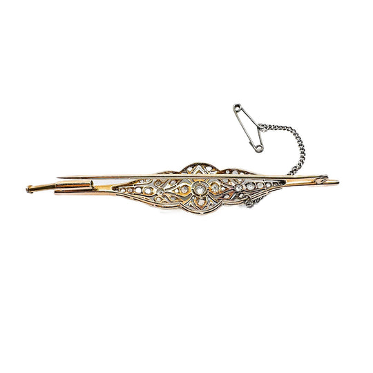 18ct White & Yellow Gold Diamond Brooch
