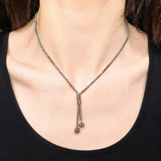 18ct White, Yellow & Rose Gold Rope Necklace