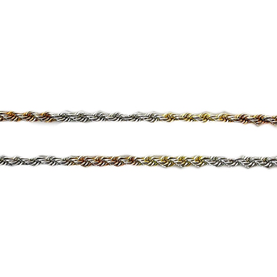 18ct White, Yellow & Rose Gold Rope Necklace
