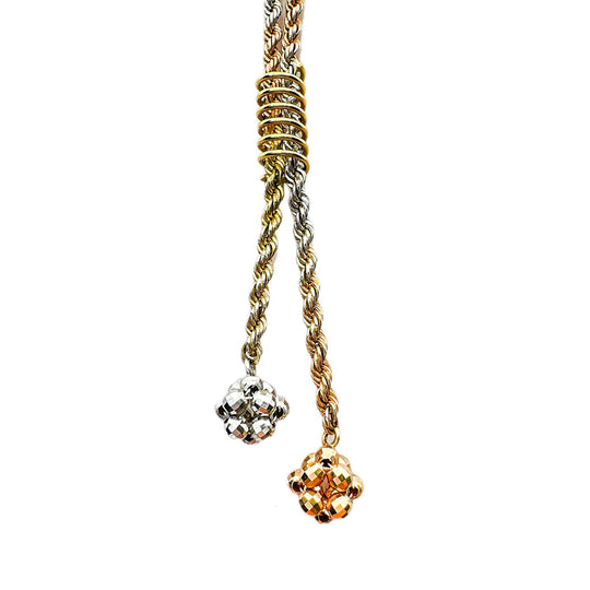 18ct White, Yellow & Rose Gold Rope Necklace