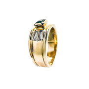 18ct Yellow Gold Created Emerald & Diamond Ring