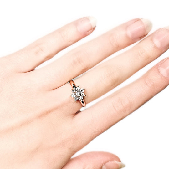 18ct Yellow Gold Diamond Flower Cluster Ring