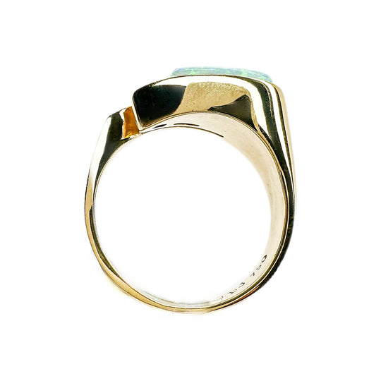 18ct Yellow Gold & Diamond Opal Ring