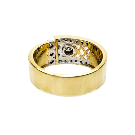18ct Yellow Gold Wide-Band Diamond Ring
