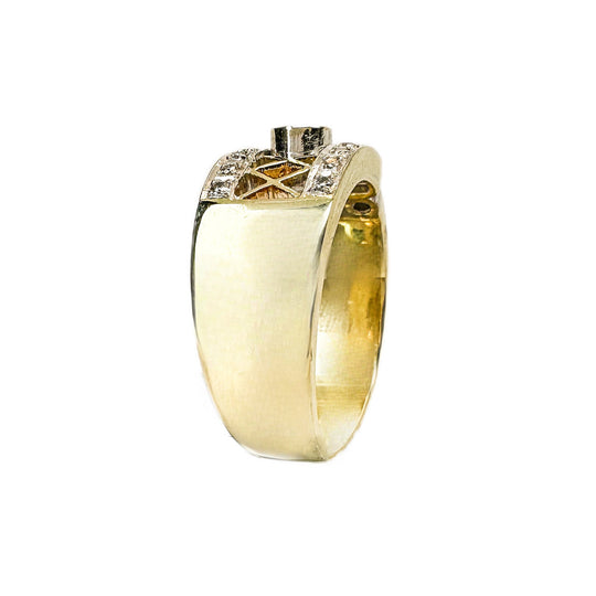 18ct Yellow Gold Wide-Band Diamond Ring