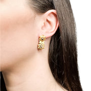 18ct Yellow Gold Double Flower Drop Earrings