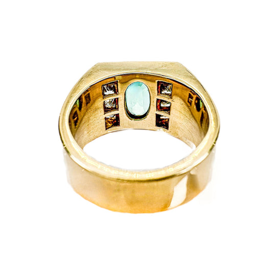 18ct Yellow Gold Emerald & Diamond Ring
